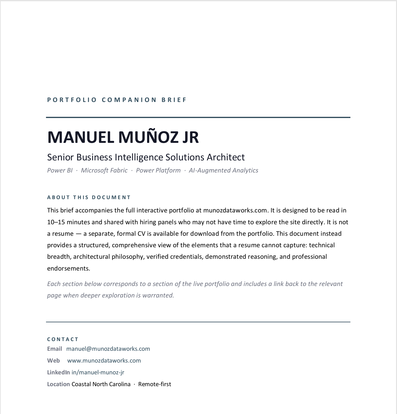 Portfolio Companion Brief Cover